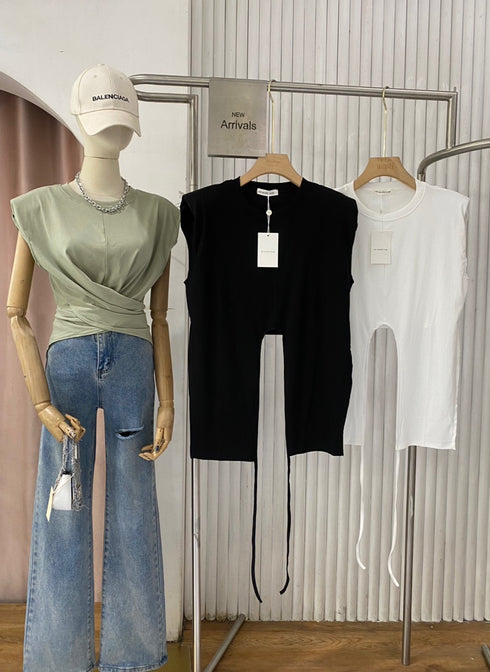 MATINEE Round Neck CRISs Cross Tie Tops